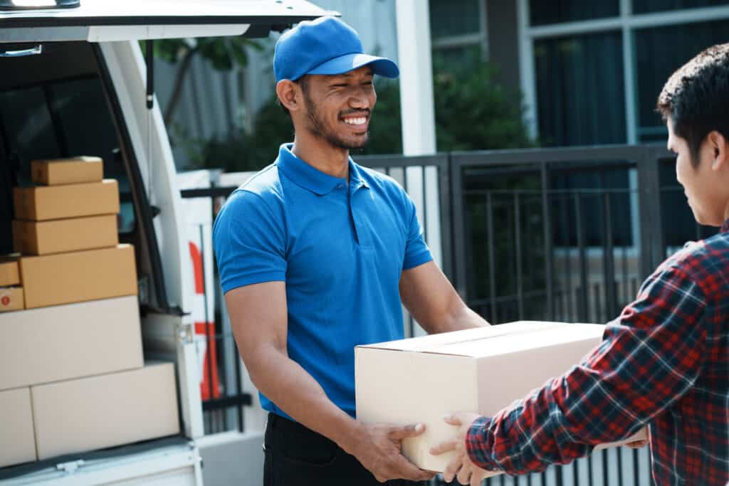 A courier delivering a package