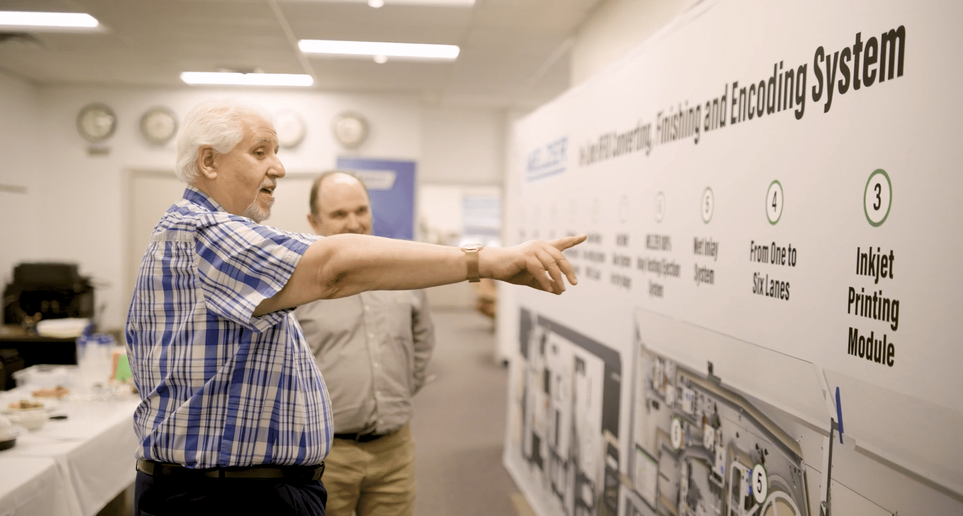 Matik, Inc. Hartford, CT. C1 in the office reviewing a wall diagram